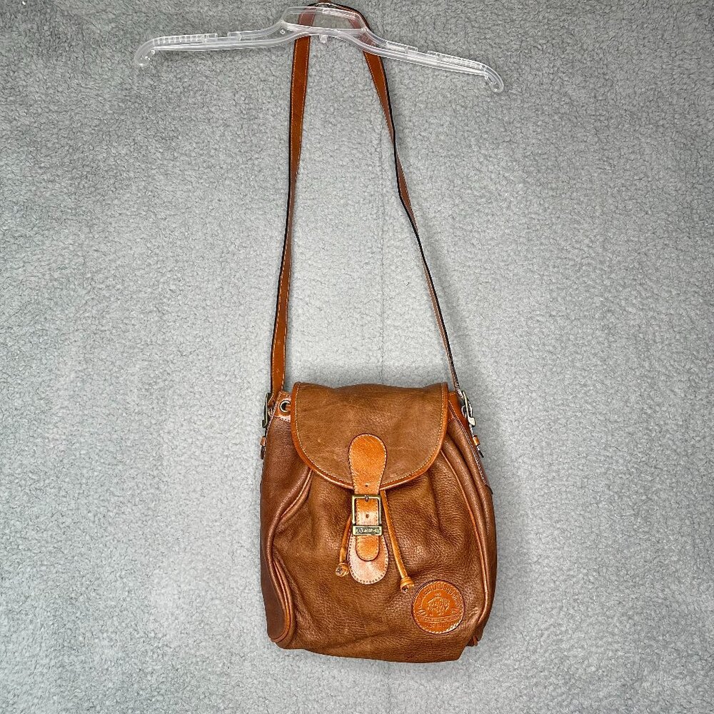 Vintage Earthbags Leather Backpack Purse Italy R.R. Salerno Tan Boho Crossbody